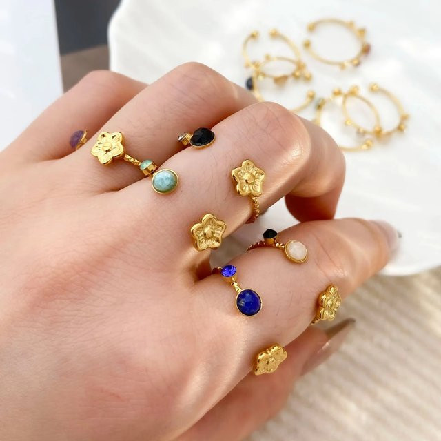 CARLIDANA Ring Edelstahl, Zirkonia, Blume, Damen - Bild 1
