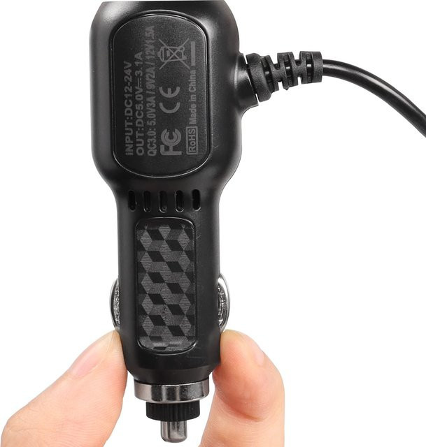 Meiriyfa Dash Cam Stromkabel mit Micro-USB und QC 3.0 Schnellladegerät für das Fahrzeug mit zwei USB-Anschlüssen - Bild 1