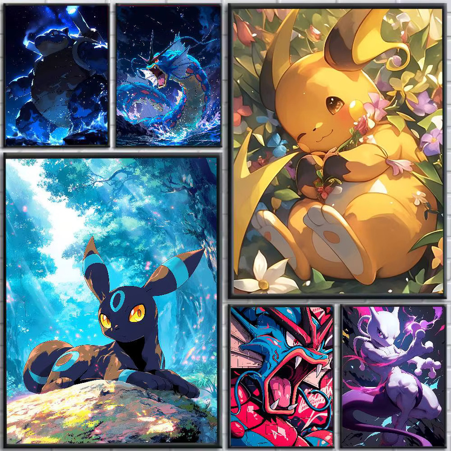 Pokemon Jolteon Anime-Poster als HD-Leinwand-Wandkunst in Mehrfarbig - Bild 1