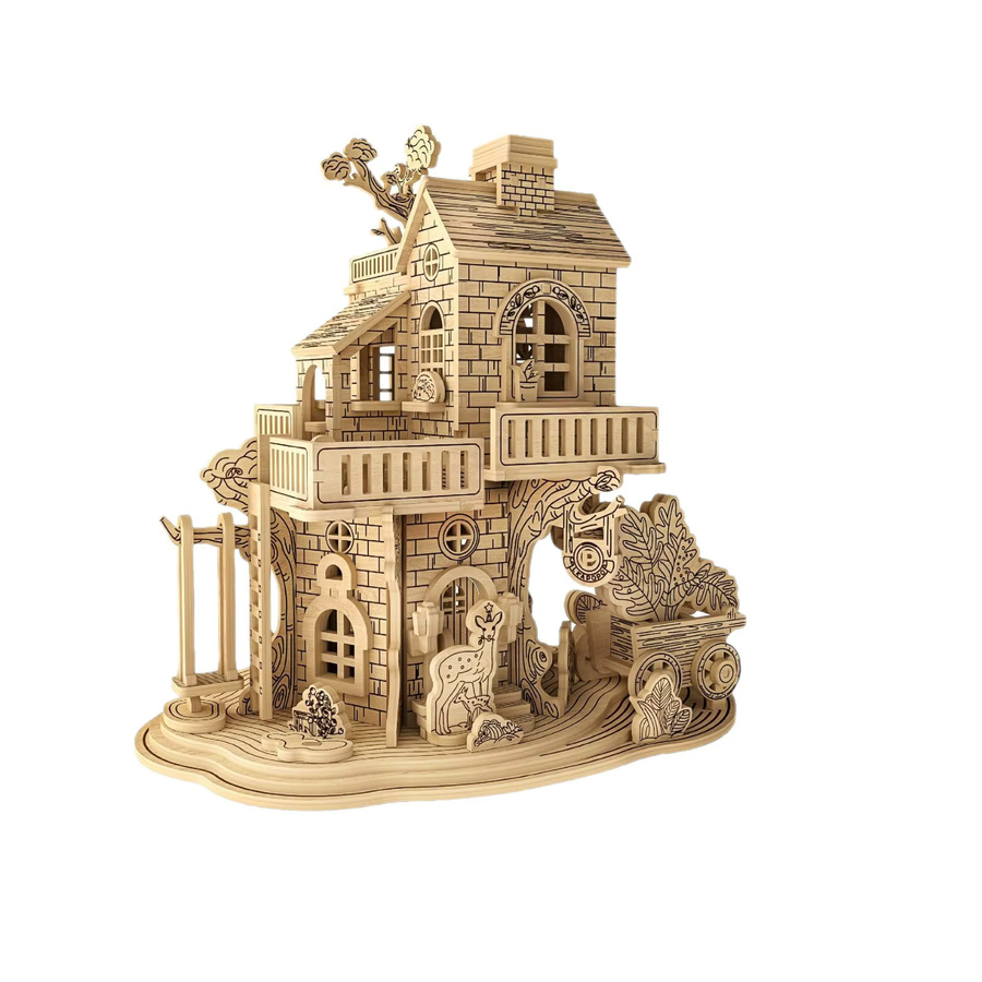 LKAPOPO 3D Tree House Modellpuzzle, Natur, Holz - Bild 2