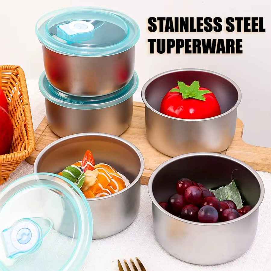 Auslaufsichere Edelstahl-Brotdose von Tupperware in Silber, hitzebeständige Multifunktions-Aufbewahrungsbox mit luftdichtem Verschluss - Bild 2