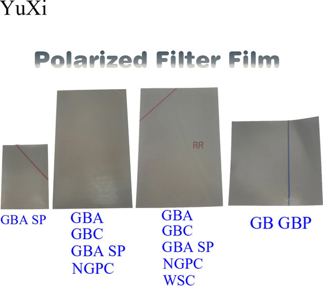 YuXi Polarisationsfilterfolie für Advance GBA SP GB DMG GBP GBA GBC NGP WSC zur Modifikation des hintergrundbeleuchteten Bildschirms, transparent - Bild 1