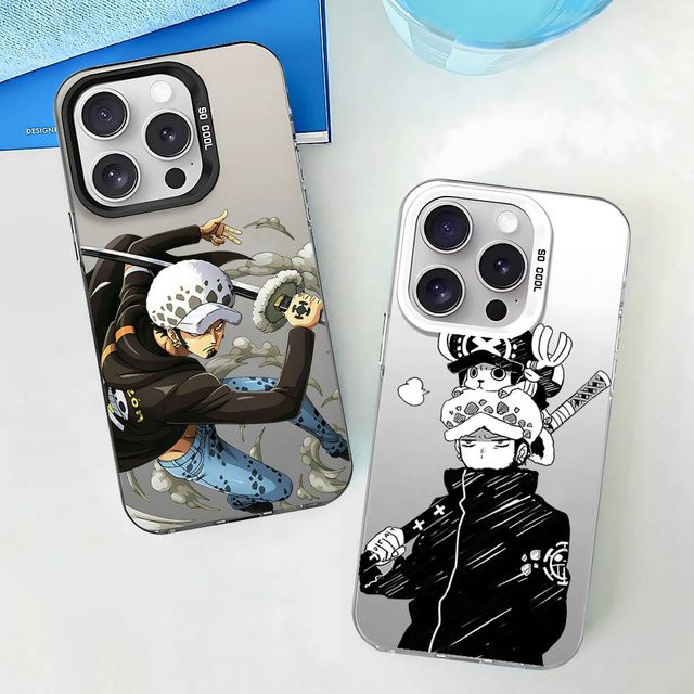 T-Trafalgar D. Water L-Law Handyhülle für iPhone 11 bis iPhone 17 Pro Max Plus, stoßfeste Rückseite, Silber - Bild 1