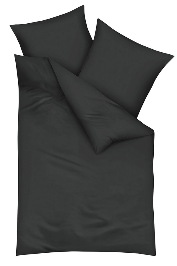 Kaeppel Mako-Satin Bettwäsche Uni 3000 aus Baumwolle, Grau oder Schwarz, Breite: 155 cm, Länge: 220 cm - Bild 1