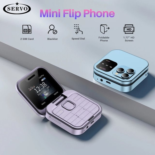 SERVO I16 Pro Mini Fold Klapphandy 2G GSM Dual SIM in Purple mit Video Player und 3,5mm Jack - Bild 1
