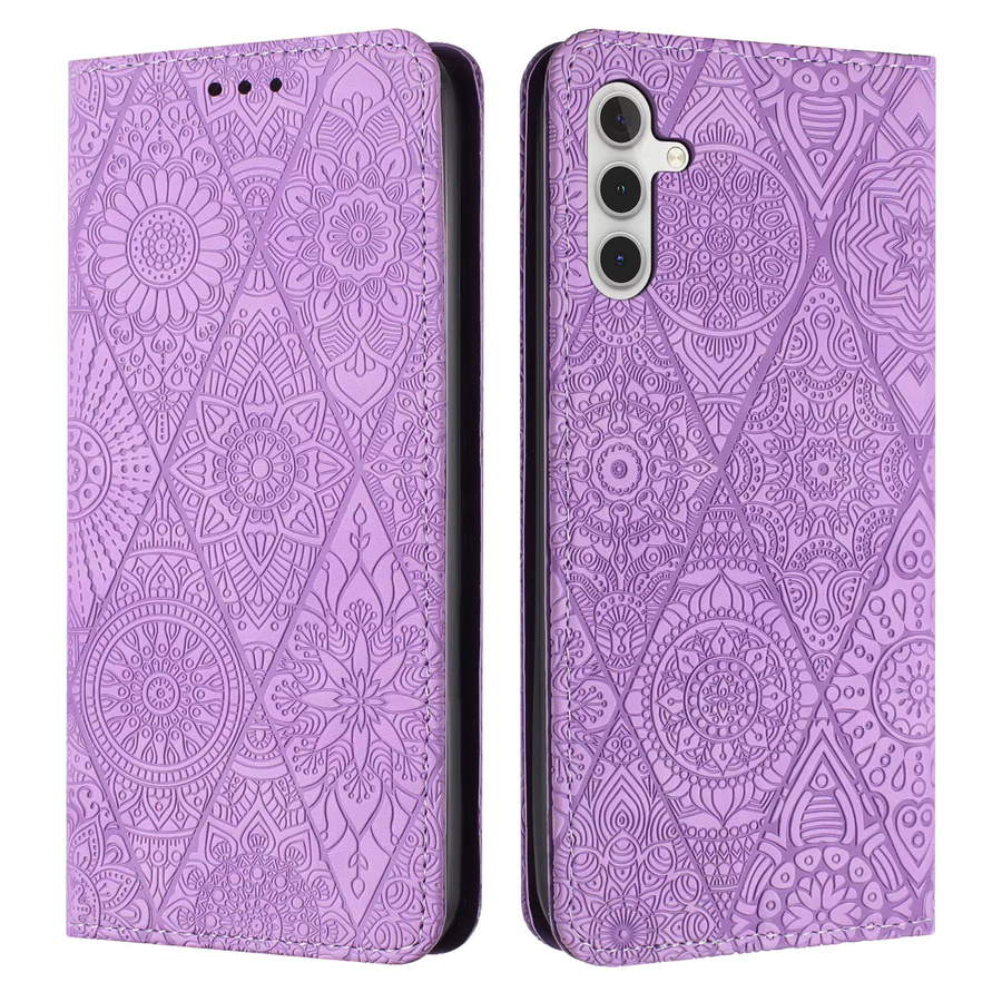 Magnetische Leder Handyhülle Flip Wallet Cover für Samsung Galaxy S24 Plus S23 Ultra A15 A16 A06 A25 A35 A55 A14 A24 A34 A54 in Schwarz und Lila - Bild 2