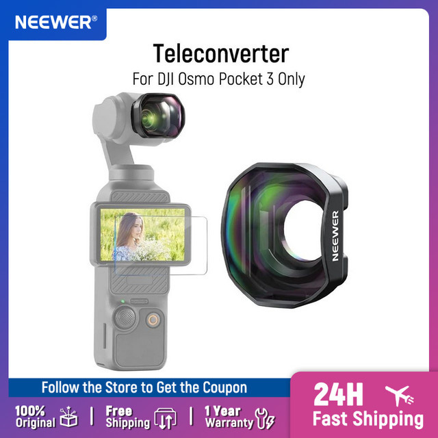 NEEWER Telekonverter HD-Magnetlinsenaufsatz aus optischem Glas für DJI Osmo Pocket 3, Schwarz - Bild 1