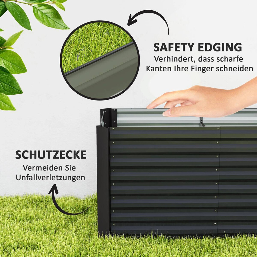 Outsunny 2er-Set Hochbeet aus verzinktem Stahl in Dunkelgrau, B/T/H: 120 x 60 x 60 cm - Bild 4