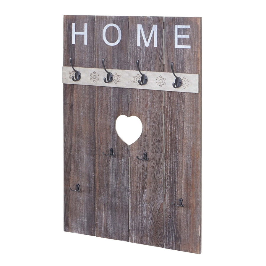Wandgarderobe MCW Home C89 aus Paulowniaholz in Braun im Shabby-Look Vintage mit 8 Haken, B: 91 cm, H: 60 cm - Bild 3