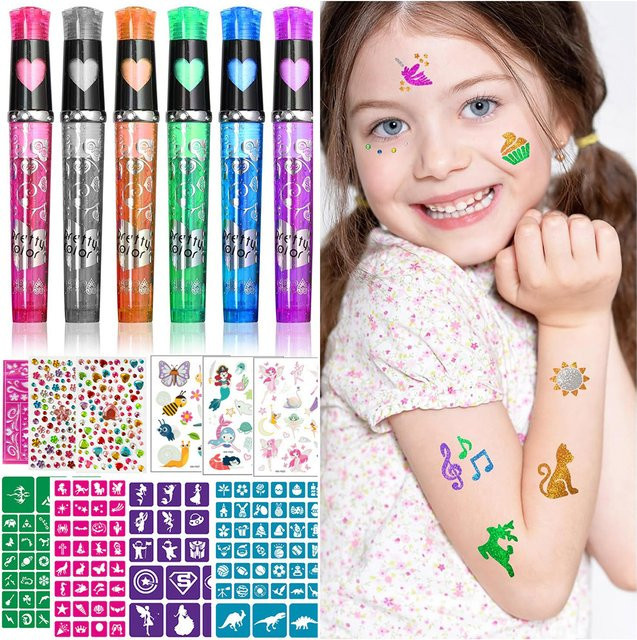 Temporäres Glitzer-Tattoo-Set, schimmernd, Unisex - Bild 1