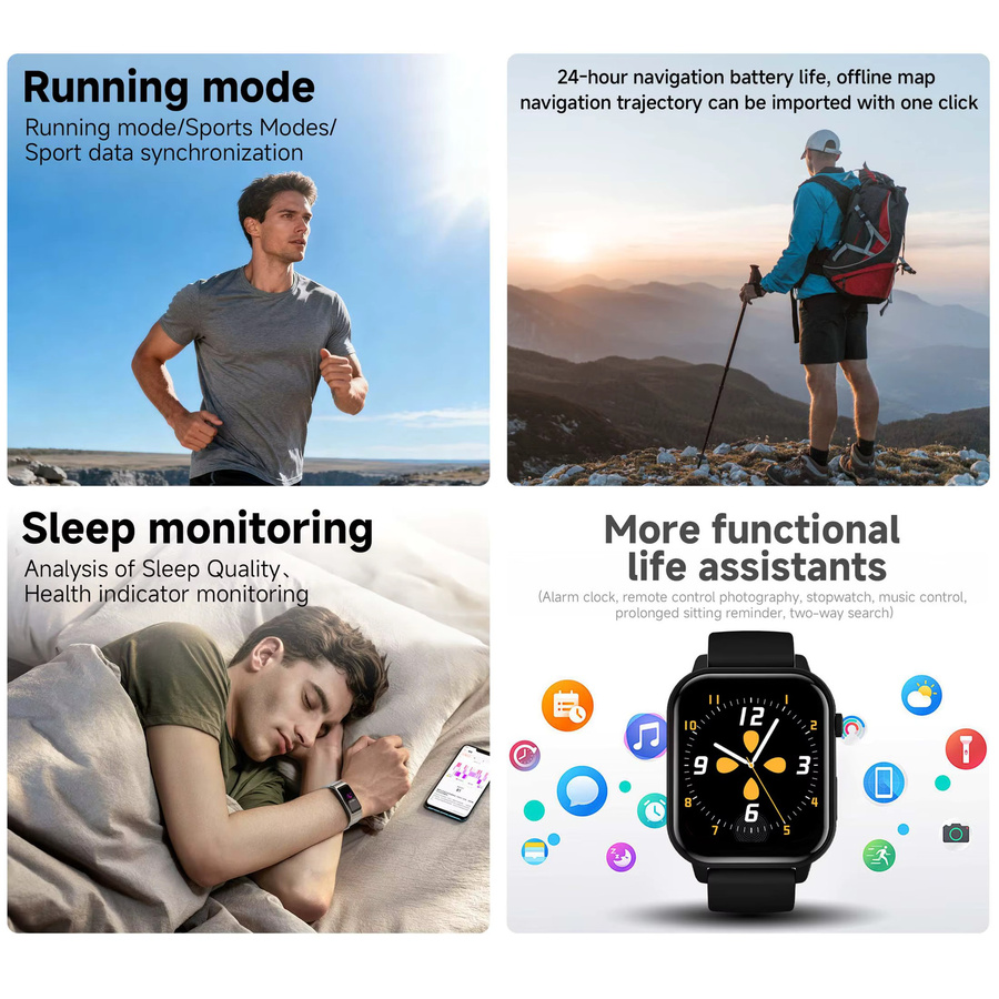 SIMSONLAB Smartwatch, Schwarz, Silikon, Unisex - Bild 4