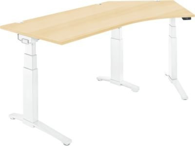 Schäfer Shop Genius ERGOSTYLE S Schreibtisch elektrisch höhenverstellbar, C-Fuß, Ahorn/weiß, B: 216,5 cm, T: 80 cm, H: 64,5-130,5 cm - Bild 1