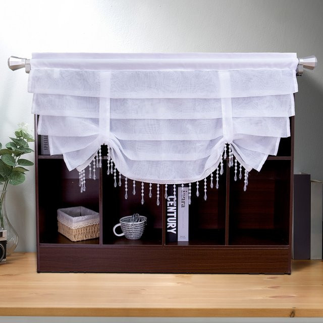 FLYINGCURTAINS Retro Vorhang mit Perlen aus Polyester in Weiß für Café und Küche - Bild 1