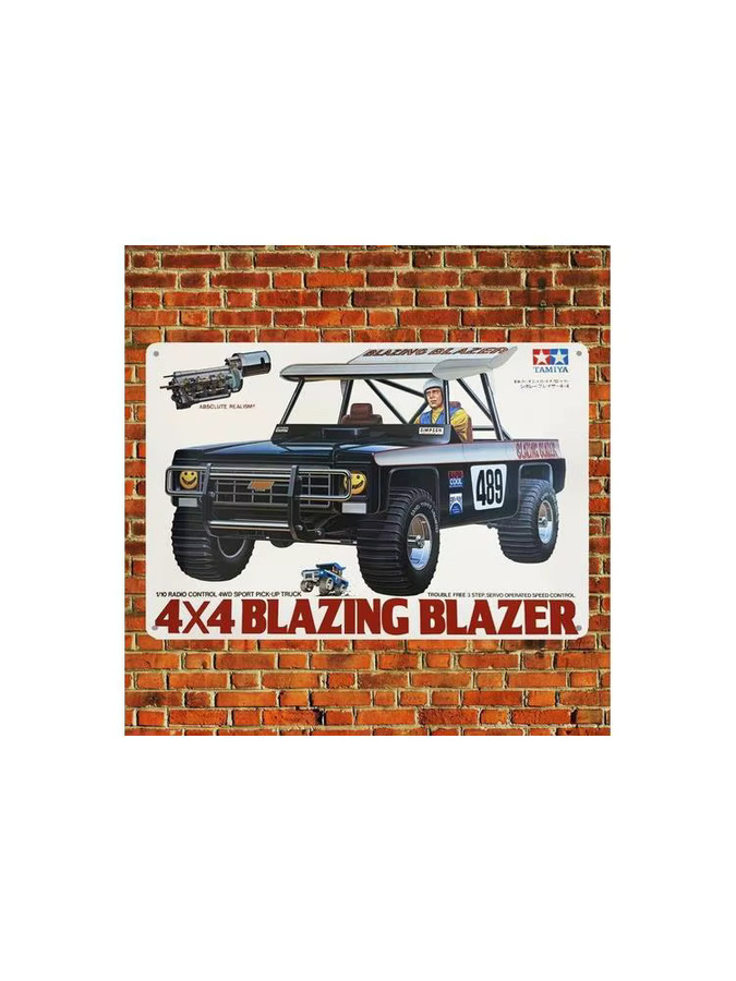 Metallposter Tamiya Blazing Blazer Boxart Vintage RC-Auto Blechschild Plakette, Mehrfarbig, Breite: 20,0 cm, Höhe: 14,0 cm - Bild 2