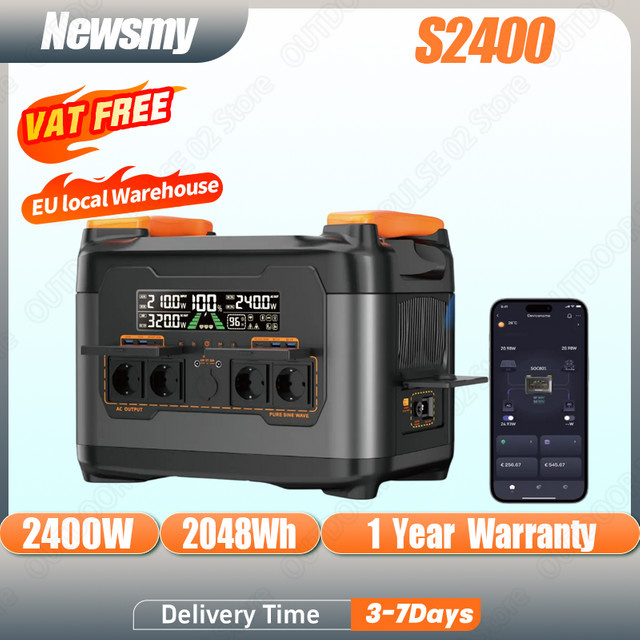 Newsmy S2400 Tragbare Powerstation mit 2400W Solargenerator und 2048Wh LiFePO4-Batterie für Notstromversorgung und Outdoor-Einsätze - Bild 1