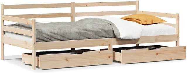 vidaXL Tagesbett aus massivem Kiefernholz mit Schubladen in Braun, B/T/H: 90 x 190 cm - Bild 1