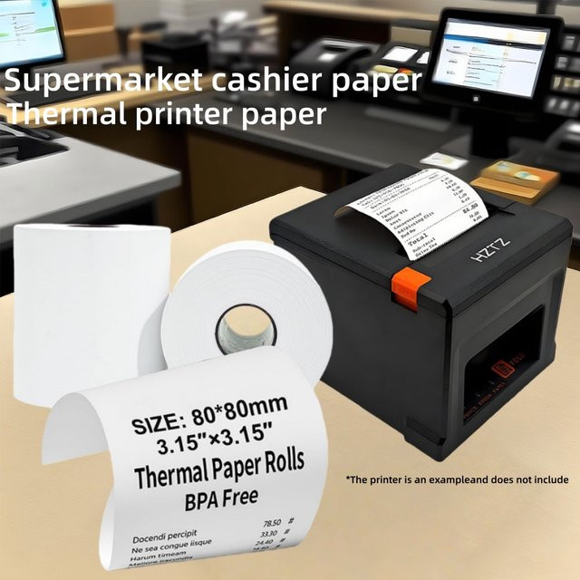 2 Rollen Thermopapier Weiß 80 mm für Supermarkt-Kassen und Belege - Bild 1