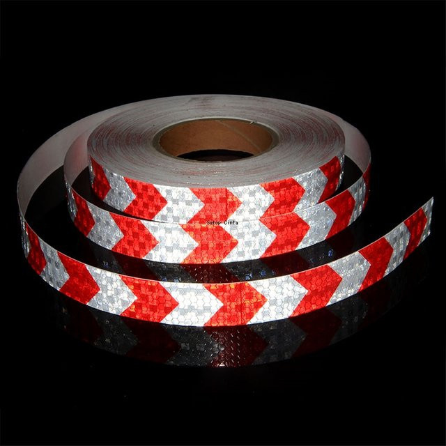 Satop Cinta Reflektorstreifen als selbstklebendes Sicherheitsband in Weiß-Rot, Breite: 2,5 cm, Länge: 5 m - Bild 1