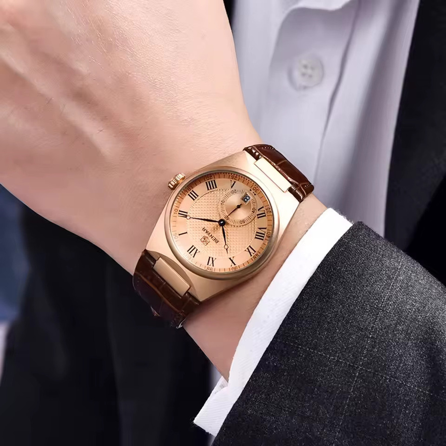 BENYAR Armbanduhr, Quarz, Gold, Leder, Herren - Bild 4