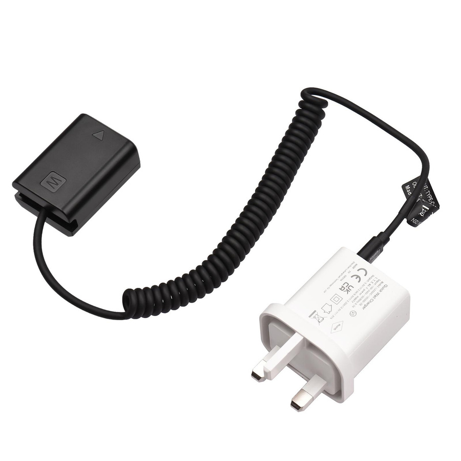 Andoer Typ-C NP-FW50 Dummy Batterie DC Koppler mit 20W PD Adapter für Sony A7S2 A7S A7 II, Schwarz - Bild 2