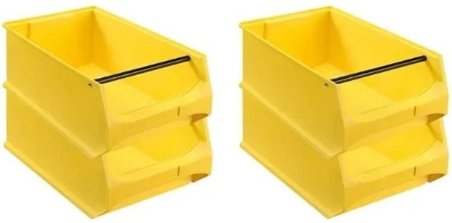 PROREGAL SuperSparSet 4er Pack Sichtlagerbox 5,1 Gelb mit Griffstange, H x B x T: 20 x 30 x 50 cm, 21,8 Liter Sichtlagerbehälter - Bild 1