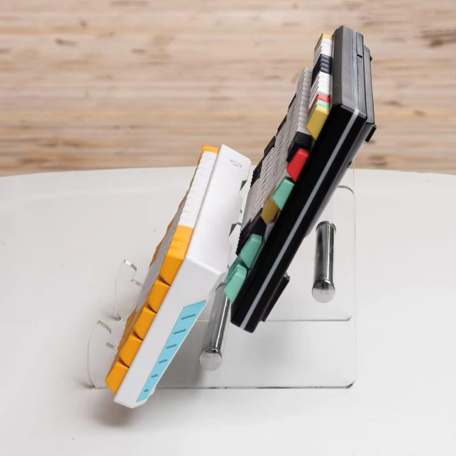CUJMH 2-stufiger Tastatur-Display-Ständer aus transparentem Acryl, abnehmbarer mechanischer Tastaturständer für deinen Computer, Schwarz - Bild 4