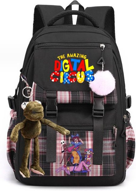 3-teiliges Schulrucksack-Set in Schwarz aus Oxford-Stoff mit großem Fassungsvermögen inklusive Federmäppchen und Schultergurt - Bild 1