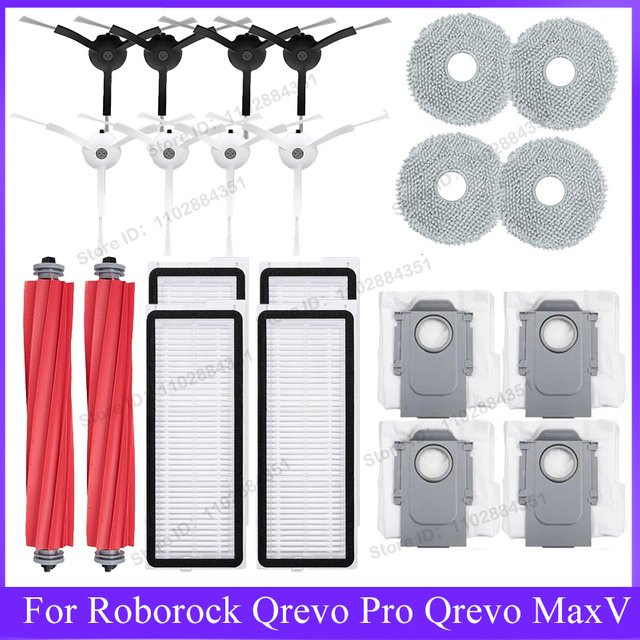 Roborock Ersatzteil-Set mit Roller und Staubbeuteln für Qrevo Pro, Qrevo MaxV, Qrevo S und P10 Pro Roboter Staubsauger - Bild 1