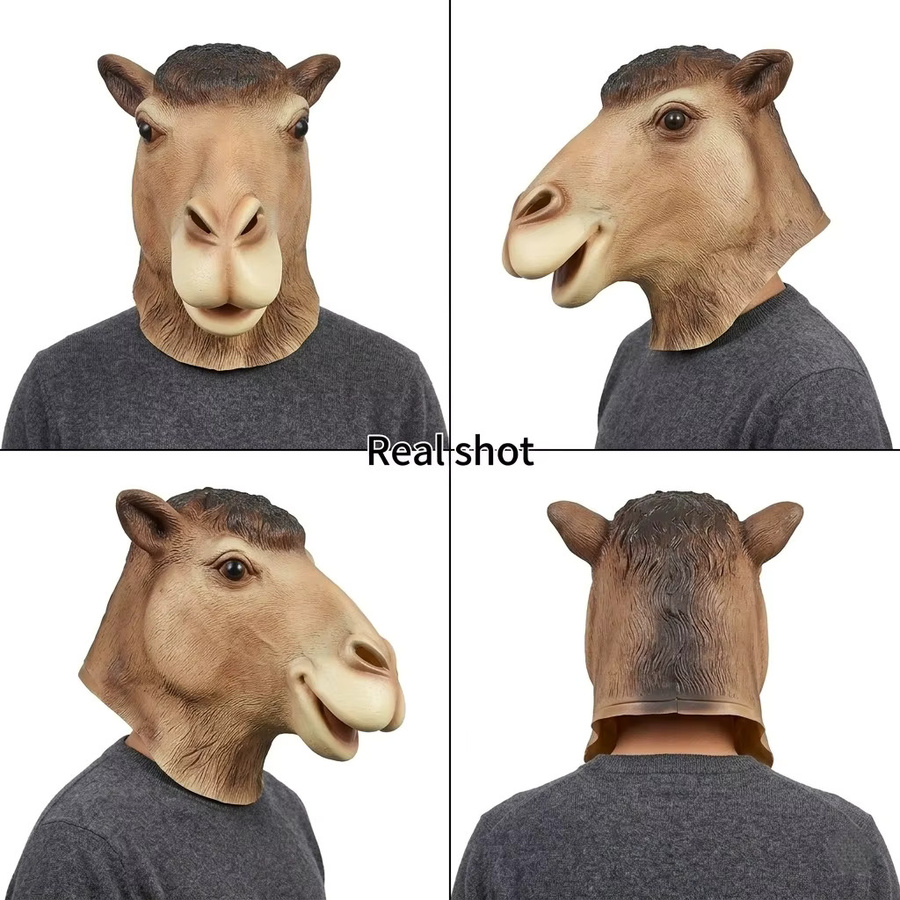 Kamel Latex Maske, Tier Kopfbedeckung, Braun - Bild 3
