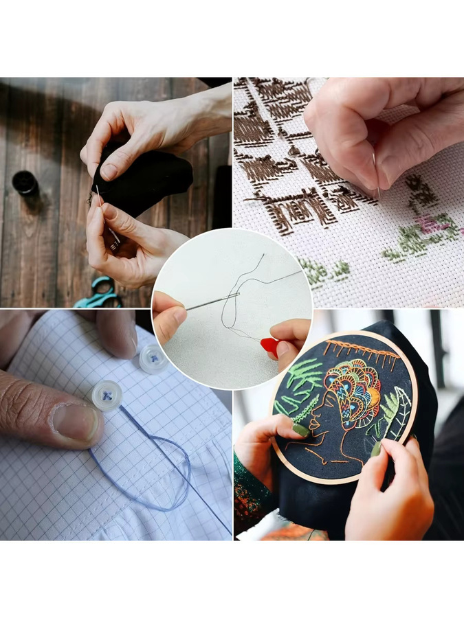 40 großäugige Nähnadeln aus Edelstahl in 7 Größen, silberfarbene Sticknadeln und Ledernadeln für Strickgarn - Bild 3
