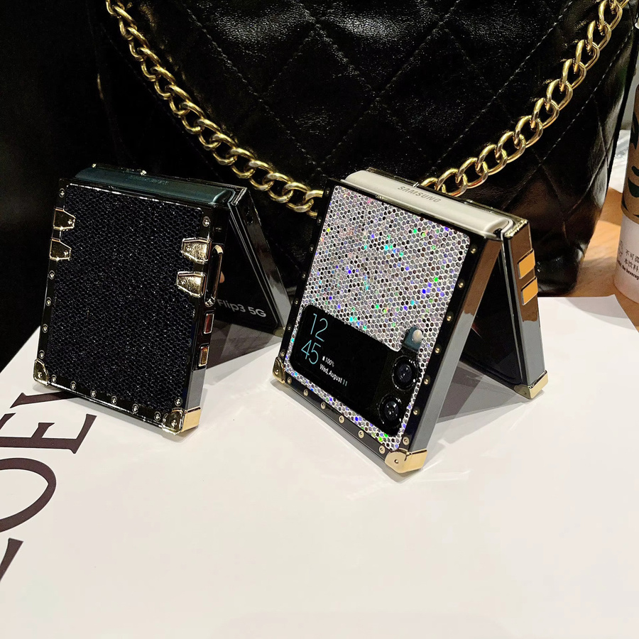 Stoßfeste Handyhülle aus Kunstleder mit Sternenhimmel-Design für Samsung Galaxy Z Flip (Modelle 3, 4, 5, 6, 7, 8, FE) in Weiß - Bild 2