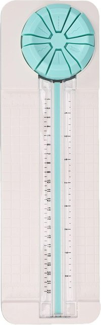 6-in-1 Papier Schneider für Scrapbooking mit geraden, gepunkteten, geschwungenen und Wellenmustern sowie Rillfunktion, Farbe: Türkis - Bild 1