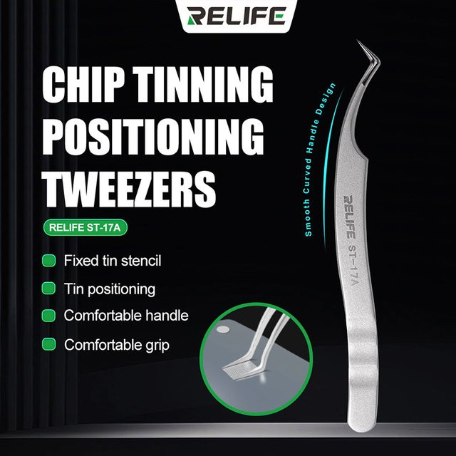 RELIFE ST-17A Ultrapräzise Pinzette in Silber für Chip-Positionierung, BGA-Löten und Reparaturen - Bild 1