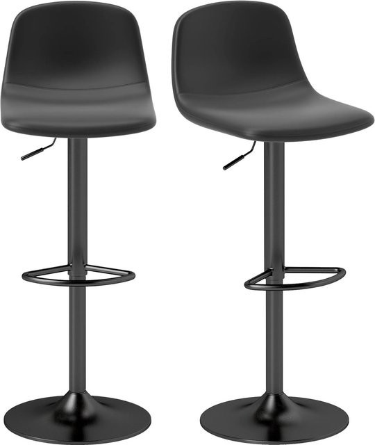 HOMCOM Barhocker 2er Set aus Kunstleder in Schwarz, höhenverstellbar und 360 Grad drehbar, B/T/H: 40,5 x 44,0 x 120,0 cm - Bild 1