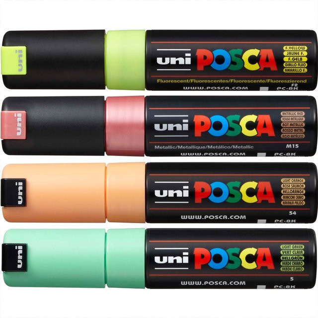 uni POSCA-Marker PC-8K mit 8mm Keilspitze in Grün-Metallic - Bild 1
