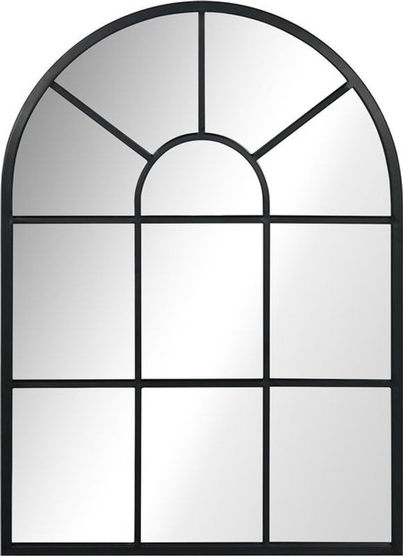 HOMCOM Wandspiegel im Industrial Design mit Metallrahmen und bogenförmigem Glas in Schwarz, B/H: 70 x 70 cm - Bild 1