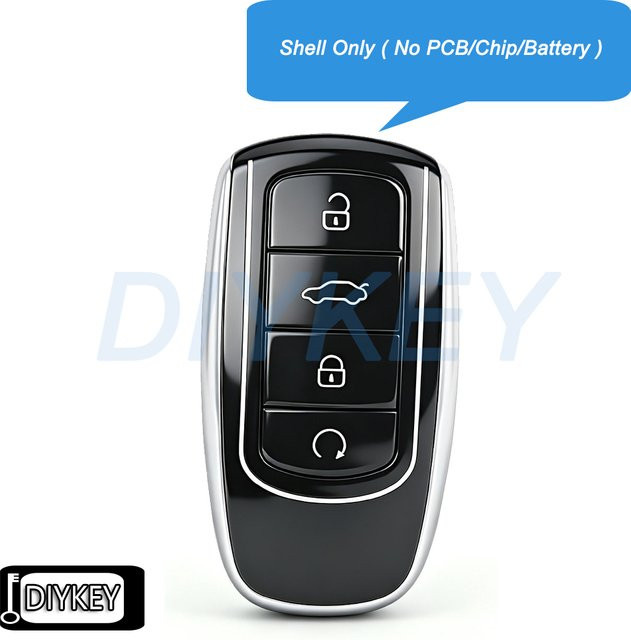 DIYKEY 4-Tasten-Gehäuse Smart-Fernbedienung Autoschlüssel-Hülle Ersatz für Chery Tiggo 8 Plus Tiggo 8 Pro OMODA in Schwarz - Bild 1
