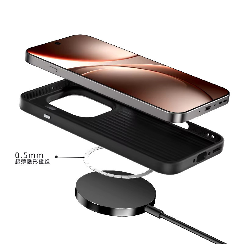 Schutzhülle für OPPO Find X9 Pro und Find X9 5G mit Carbonfaser-Textur und integriertem MagSafe-Metall-Linsenschutz in Schwarz - Bild 3
