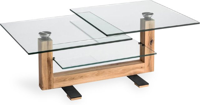 Couchtisch 7267 HASSE Modern mit Lift-up Top aus Glas und Asteiche, B/T/H: 120 x 70 x 48 cm - Bild 1