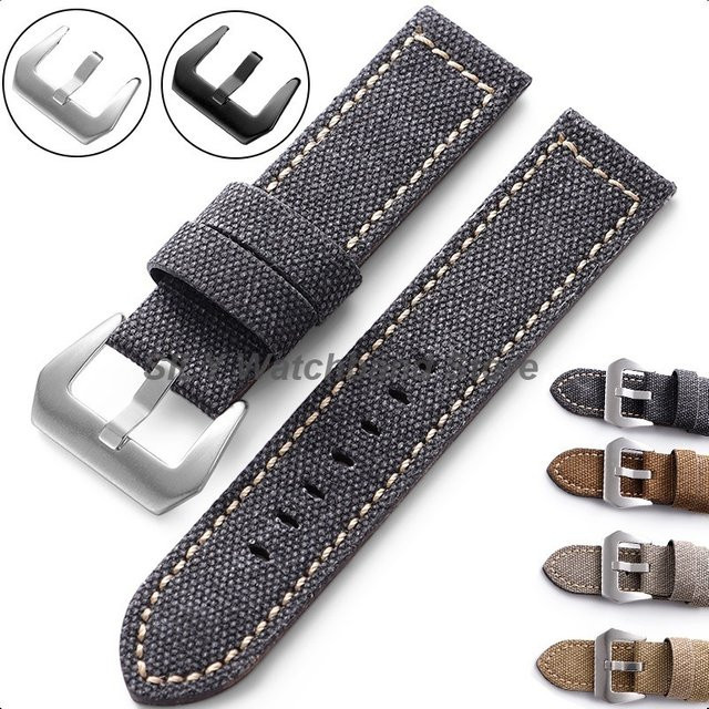 asukaband Uhrenarmband Canvas Nylon Leder, Denim, Unisex - Bild 1