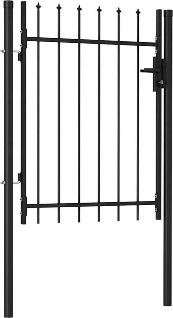 vidaXL Zauntor Einzelflügel aus Stahl mit Speerspitzen in Schwarz, Breite: 100 cm, Höhe: 120 cm - Bild 1