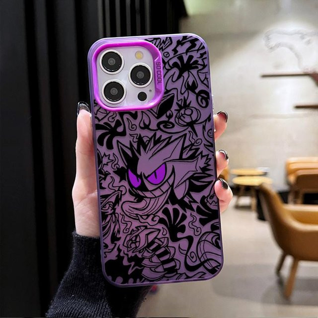 Stoßfeste Handyhülle aus hartem PC mit Pokemon Gengar Motiv in Lila für iPhone Modelle - Bild 1