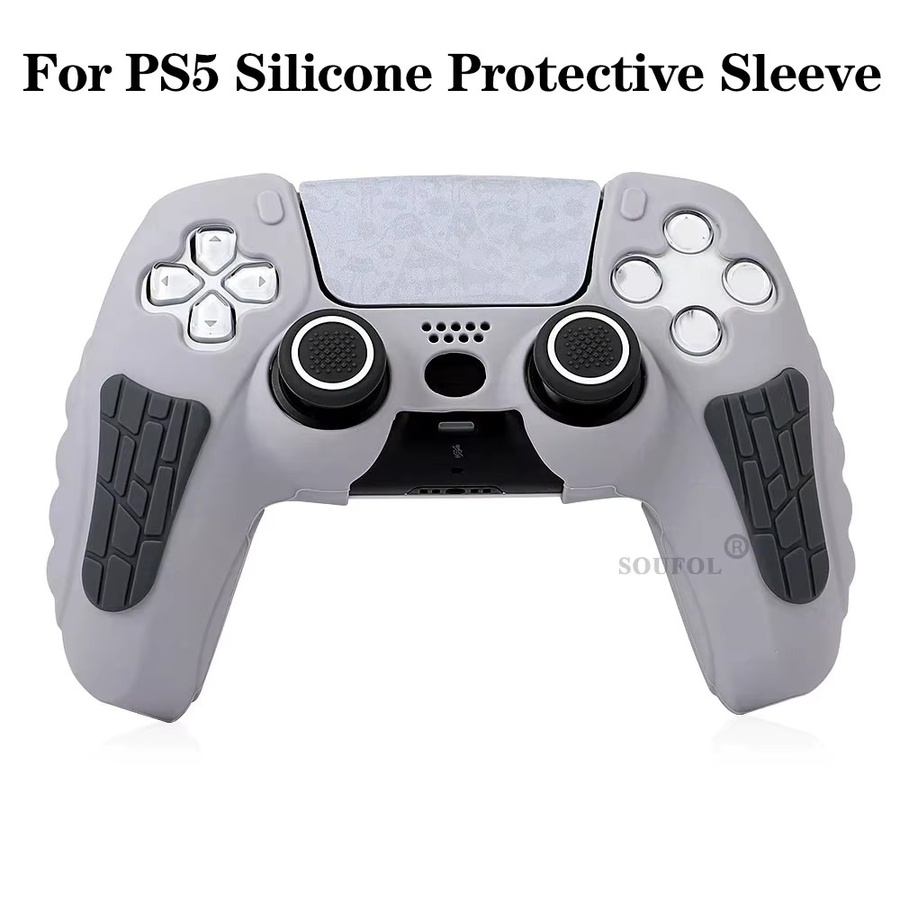 MBCHIPSTAR Rutschfeste Silikonhülle für PS5-Controller in Lila mit Touchpad-Aufklebern - Bild 2