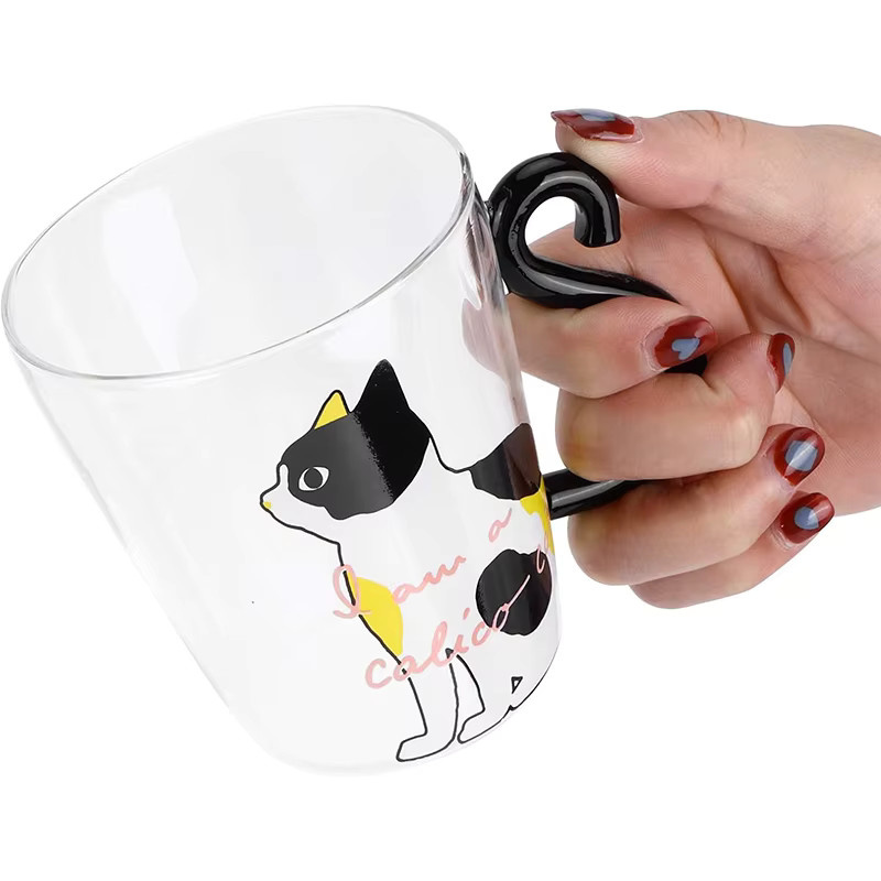 YWDL Tierförmige Glastasse mit Griff, transparente Kaffeetasse für Cappuccino und Latte, 250 ml - Bild 6