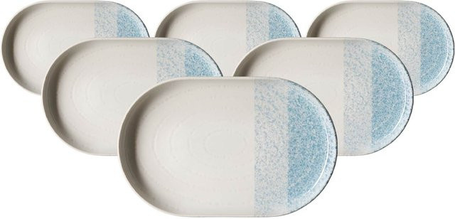 Ritzenhoff & Breker Trio Servierplatten aus Steinzeug, Blau gestreift, 6er Set, B/T: 20 x 13 cm - Bild 1
