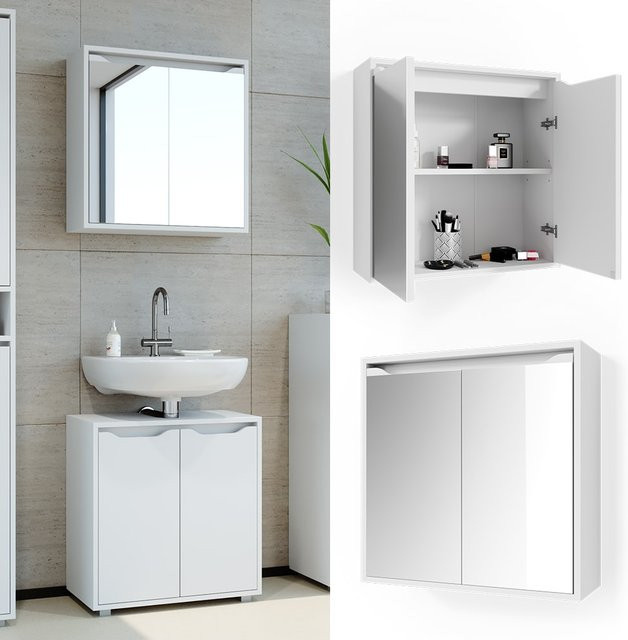 Vicco Badspiegelschrank Ruben Wandspiegel in Weiß B: 60 cm, H: 60 cm, T: 13,7 cm - Bild 1