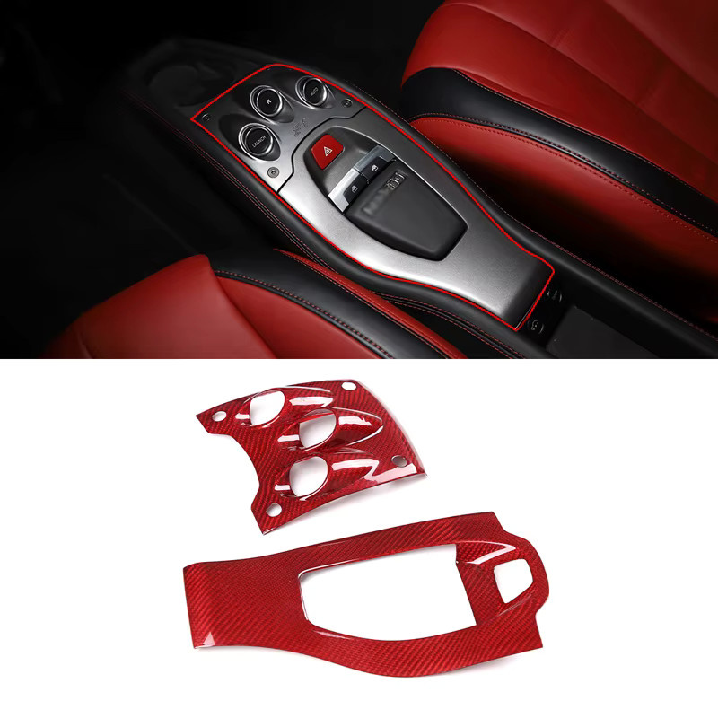 Owntycar Carbon-Dekor Set in Rot für Ferrari 458 (2011-2016) – Getriebeblende, Glasheber-Schalter und Türgriff-Abdeckungen aus Carbon-Optik - Bild 1