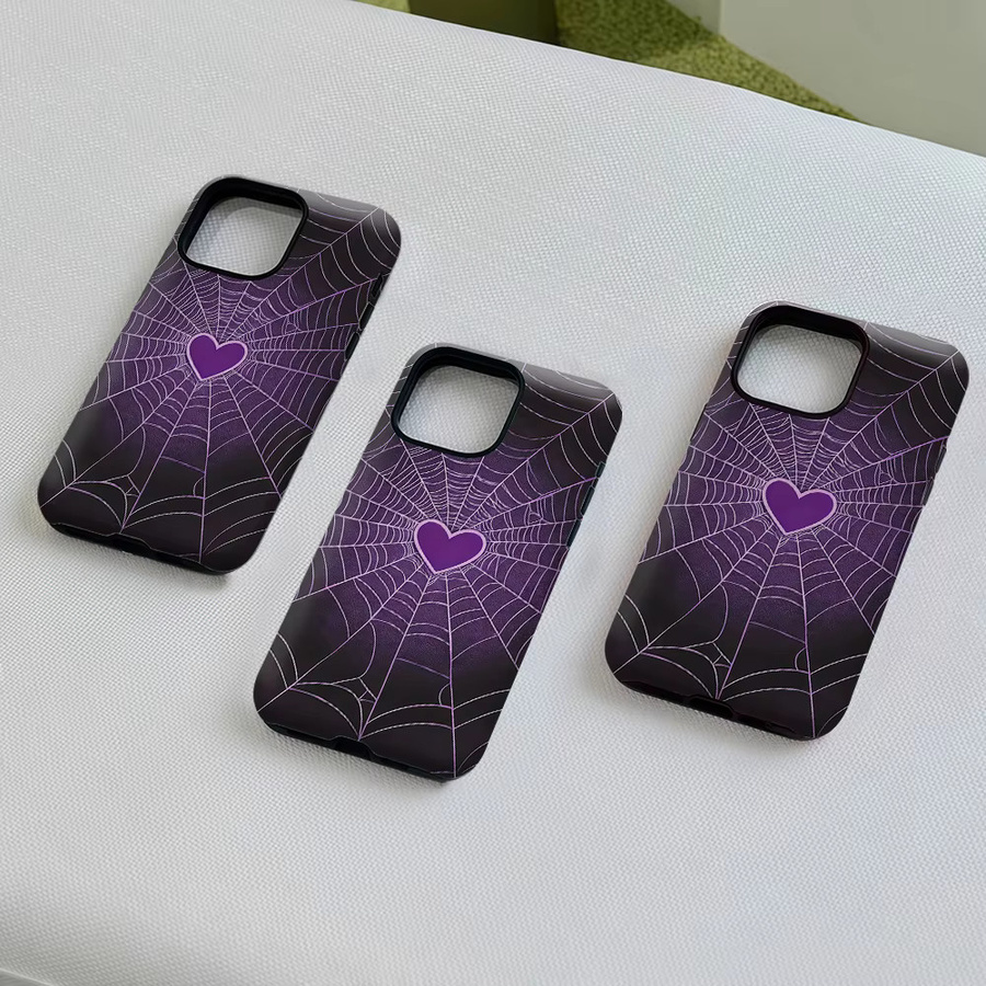Potdemiel Aurea Case Matte Bumper MagSafe Schutzhülle für iPhone mit Spinnennetz Herz Design in Lila - Bild 5