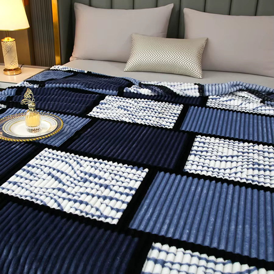 KDJEIKZ Weiche Fleece-Decke mit Karomuster in Multicolor als flauschiger Überwurf für Schlafzimmer und Büro - Bild 4
