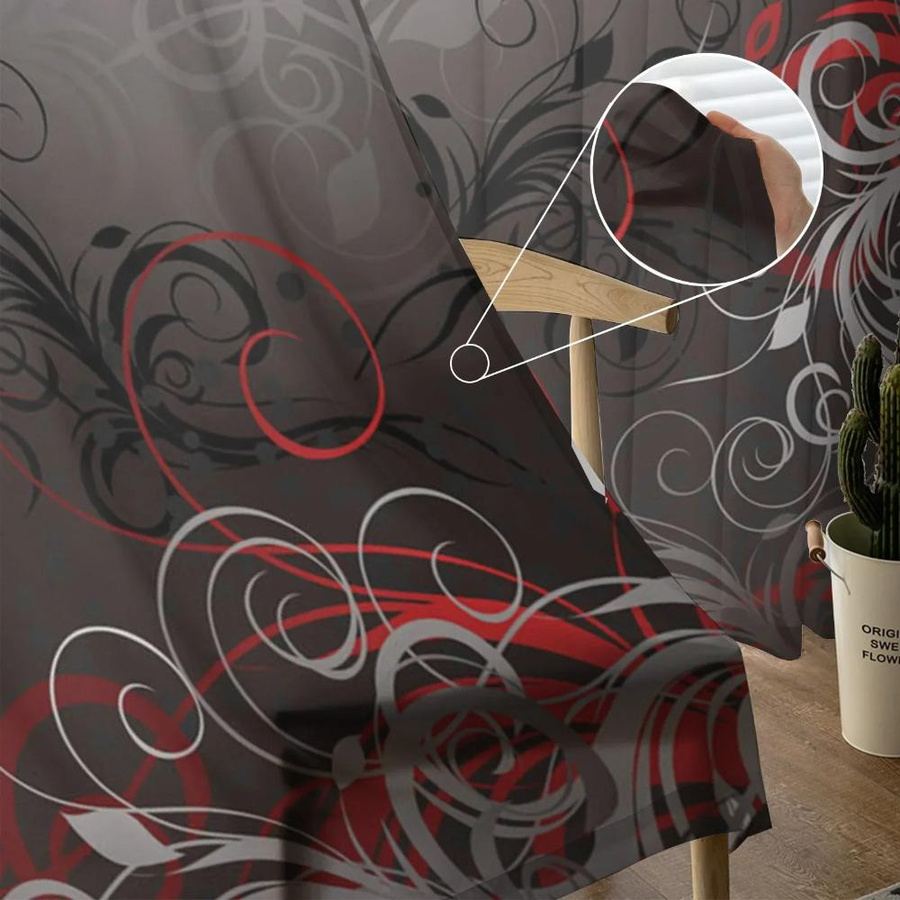 Yiran Furniture Transparentes Tüll-Fenstervorhang mit geometrischem Linienmuster aus Organza, B: 135 cm, H: 115 cm - Bild 2